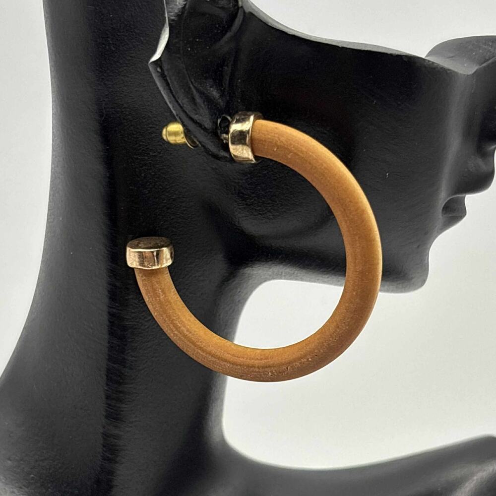 Gold & Brown Wood Earrings